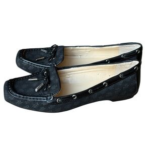 Ralph Lauren Black Loafers Penny Flats Logo Womens Size 7M